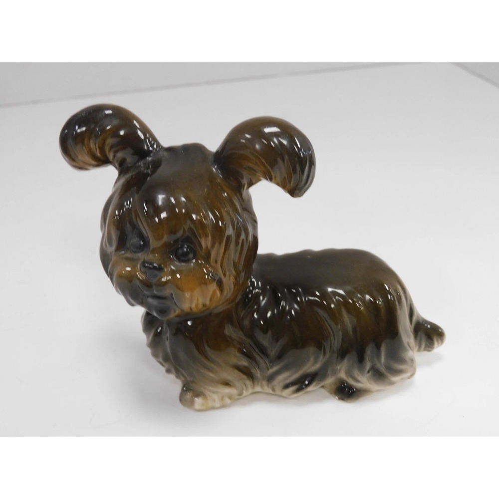 Vtg Inarco Japan Ceramic Dog Figurine Brown Glossy Terrier E-4367 DW671